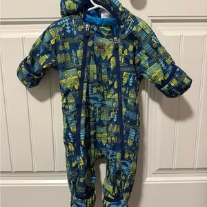MEC Blue & Lime Printed Kids One-Piece Winter Suit